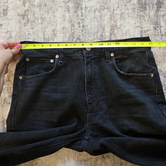 AGOLDE Jeans Womens 28 Black Cherie High Rise Straight Raw Hem Made USA Zip Fly - Picture 8 of 11